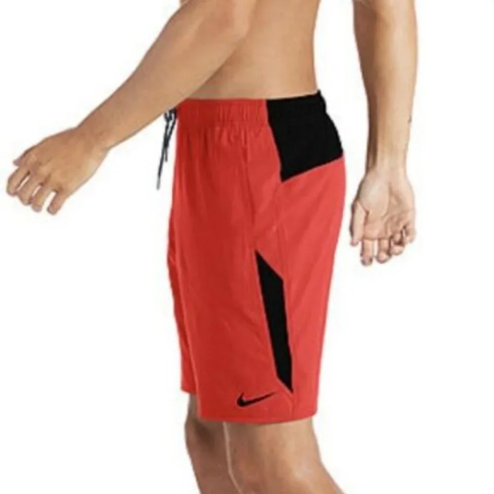 NIKE Red & Black Swimsuit Trunks Shorts Lined Men's size Small 9